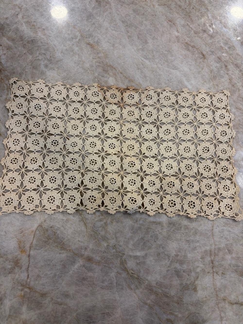 Vintage crochet table runner